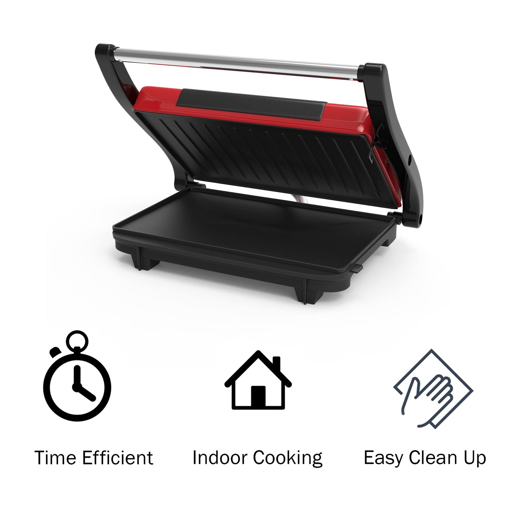 Chef Buddy 82-SW100 Non-Stick Grill and Panini Press, Red