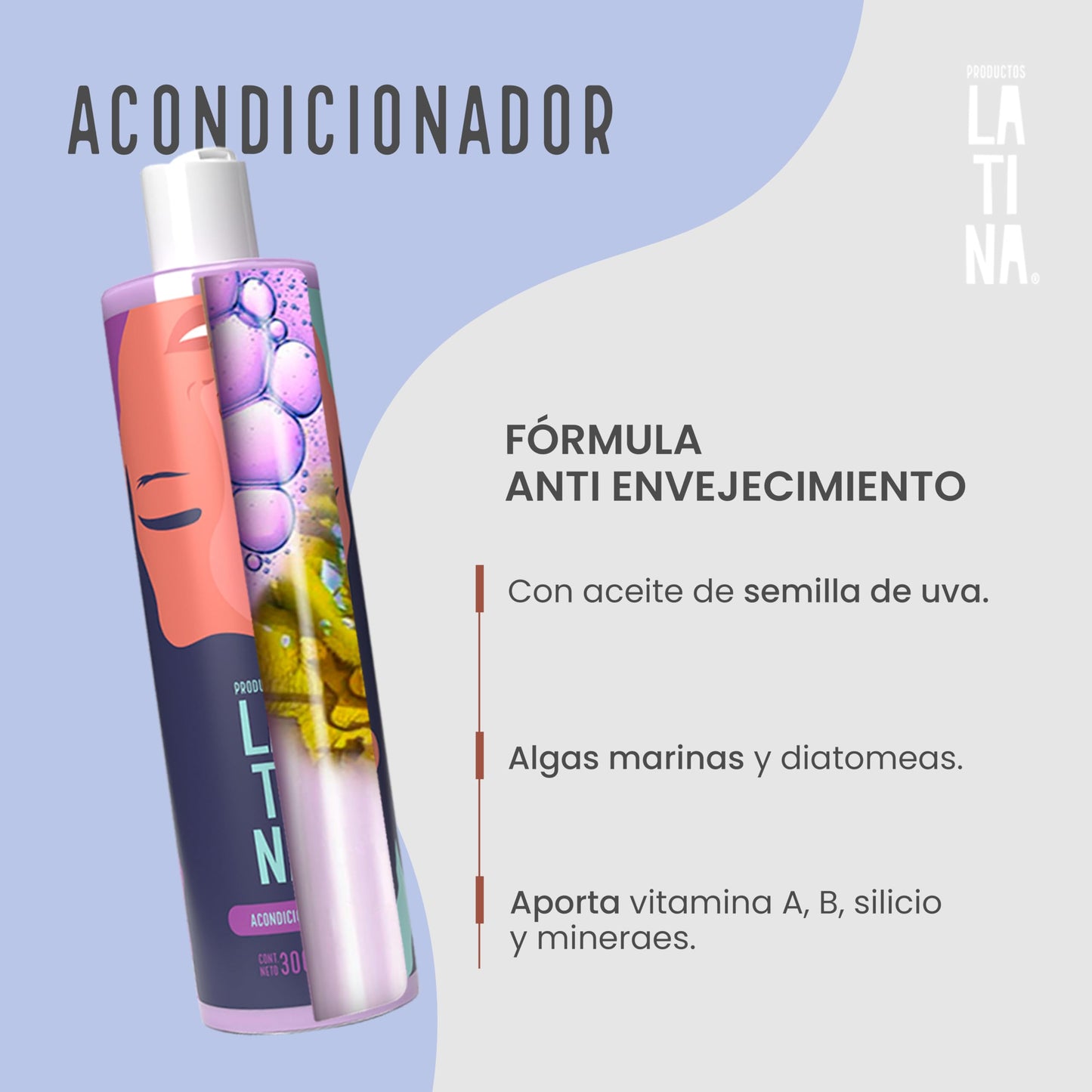 LATINA® | Acondicionador Anti Oxidante | Repara y Proteje - Activador de Rizos | Belleza Mujer - Complementar con Tratamiento para Cabello Maltratado | Anti Frizz Cabello