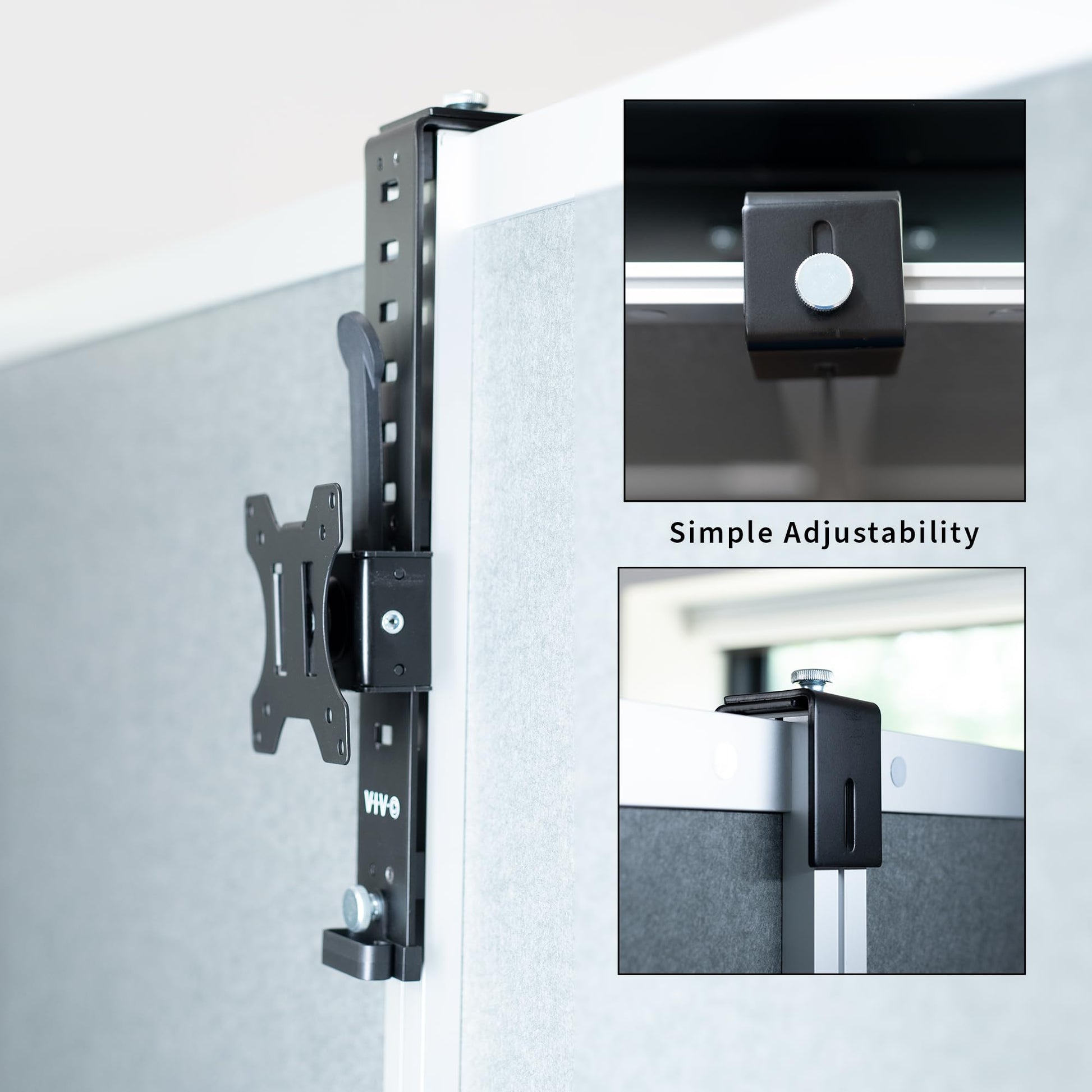 Soporte de Oficina VIVO Negro con Abrazadera Ajustable para Monitor de 17 a 32 Pulgadas