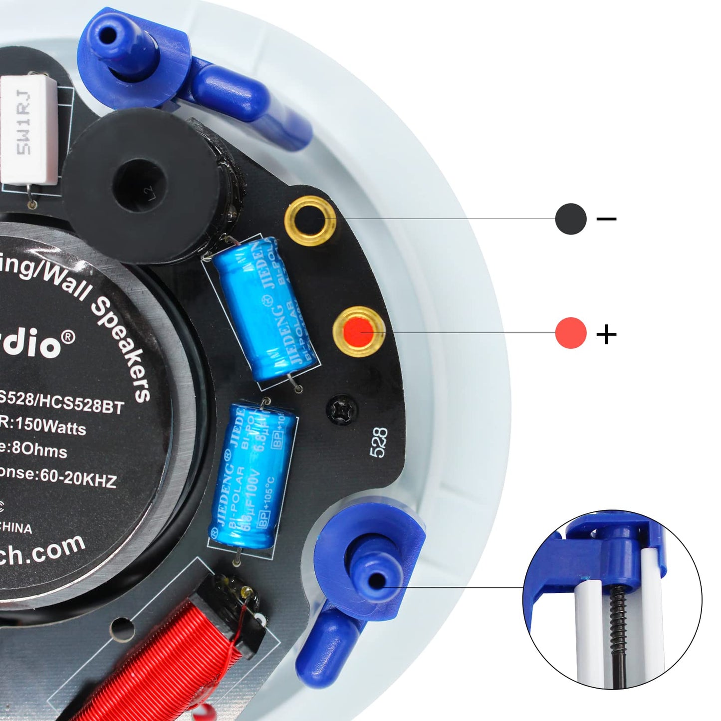 Herdio Altavoces Compatible con Bluetooth de Techo de 5.25 Pulgadas, Sistema de Altavoces empotrados para el hogar, 300 vatios, Perfecto para Humedad, Cocina, Patio Cubierto