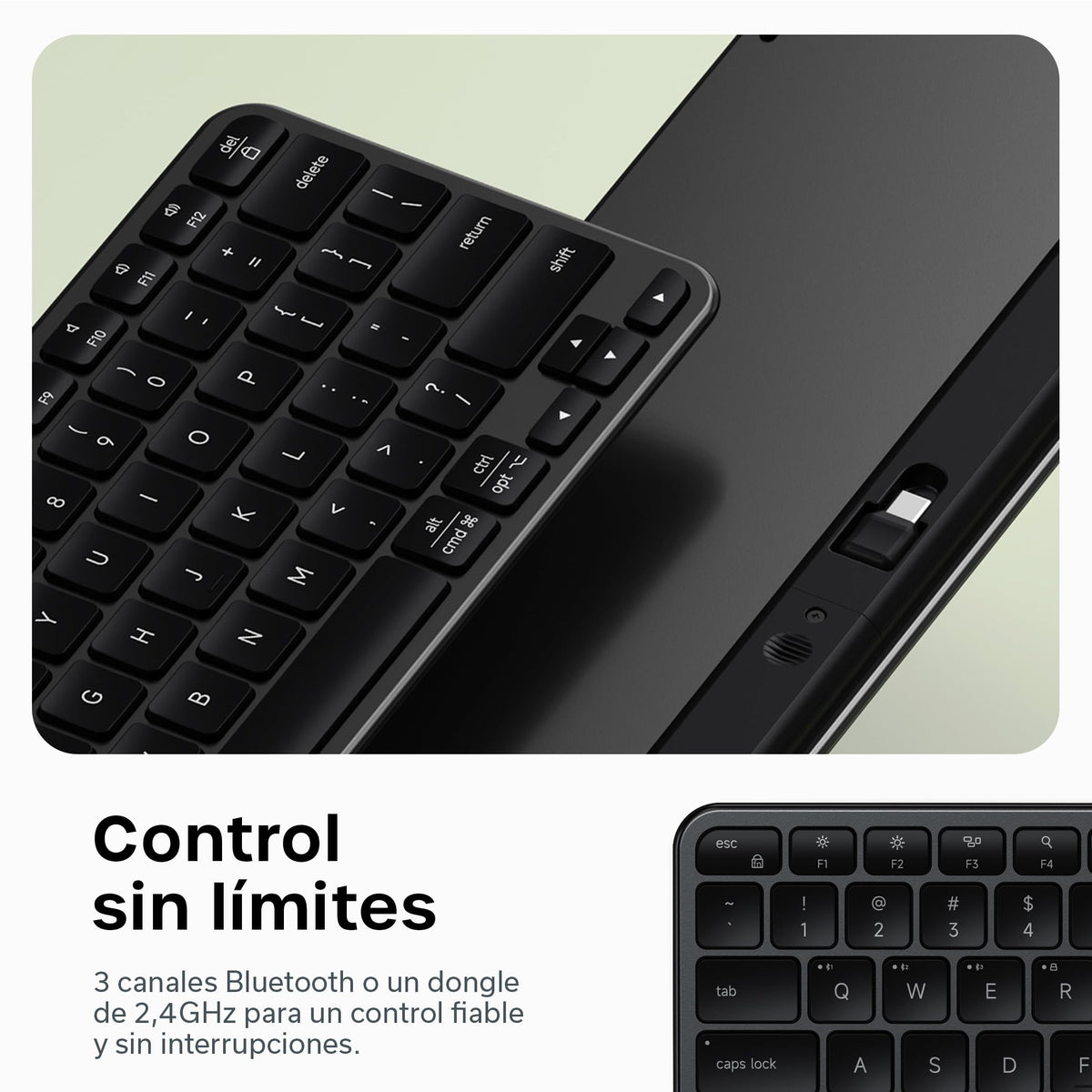 Teclado Inalámbrico SATECHI Slim EX1 Negro Espacial Conectividad 4 en 1