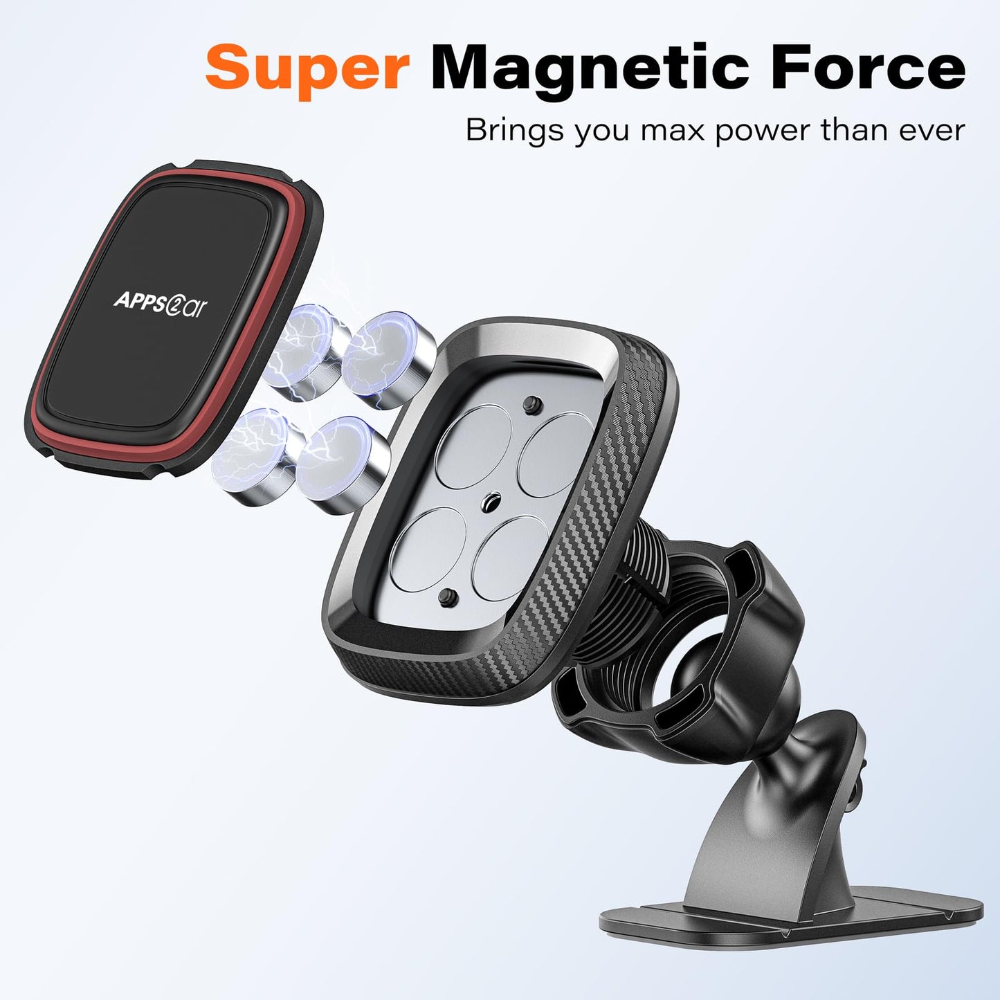Soporte Magnético para Celular APPS2Car Negro Imán Súper Fuerte Automóvil