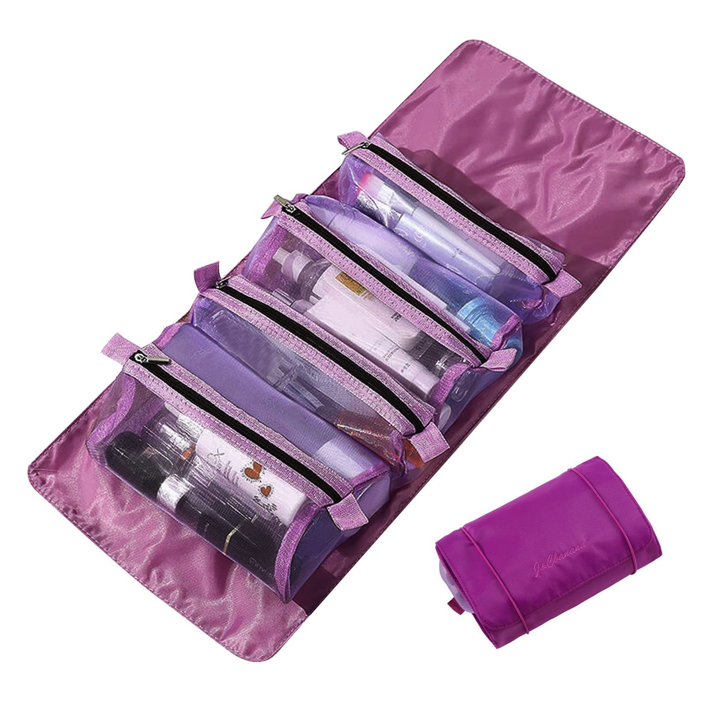 LumiSyne 4 En 1 Bolsa De Cosméticos Desmontable Bolsa De Aseo Colgante Et Enrollable Neceser De Viaje Bolsa De Maquillaje De Malla Portátil Plegable Bolsa De Aseo Neceser De Maquillaje Impermeable