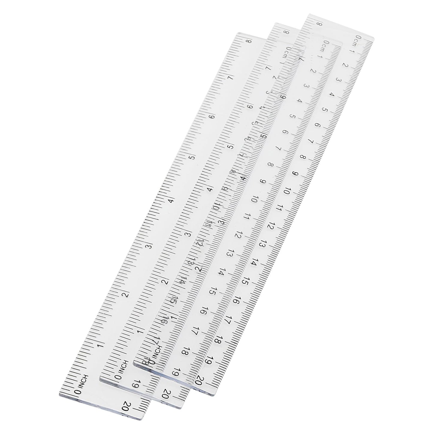 LEXININ 100 reglas de plástico transparente de 8 pulgadas, regla recta de plástico de 20 cm para diseñador, ingeniero