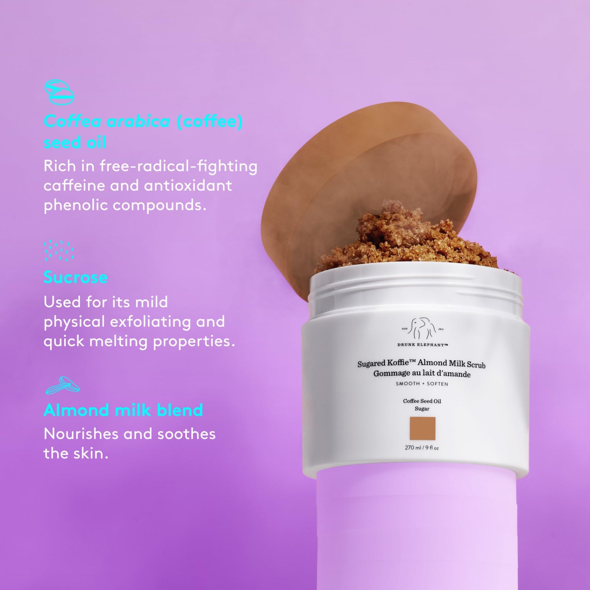 Drunk Elephant Drunk elephnt - Sugared koffie Almond milk - exfoliante corporal