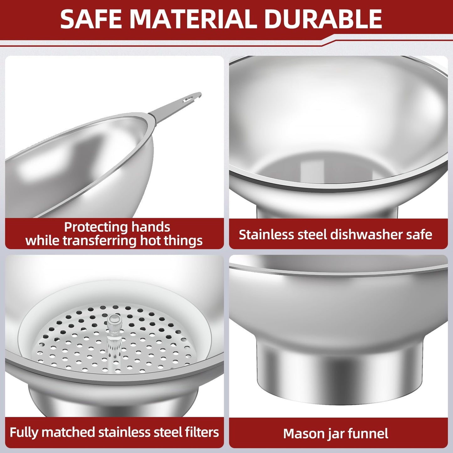 Embudo de Metal Nomatox Grande con Colador para Transferir Leche, Zumo y Aceites
