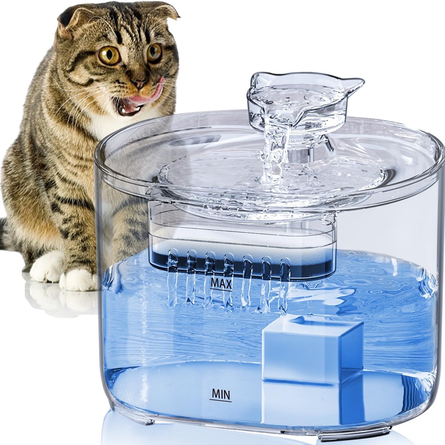 ICHIDO Bebedero para Gato con Luz LED, 74oz/2.2 L Fuente de Agua para Gatos, Fuente para Mascotas con Bomba Ultra Silenciosa, Dispensador con Filtros de Agua para Gatos, Perros y Mascotas, Sin BPA