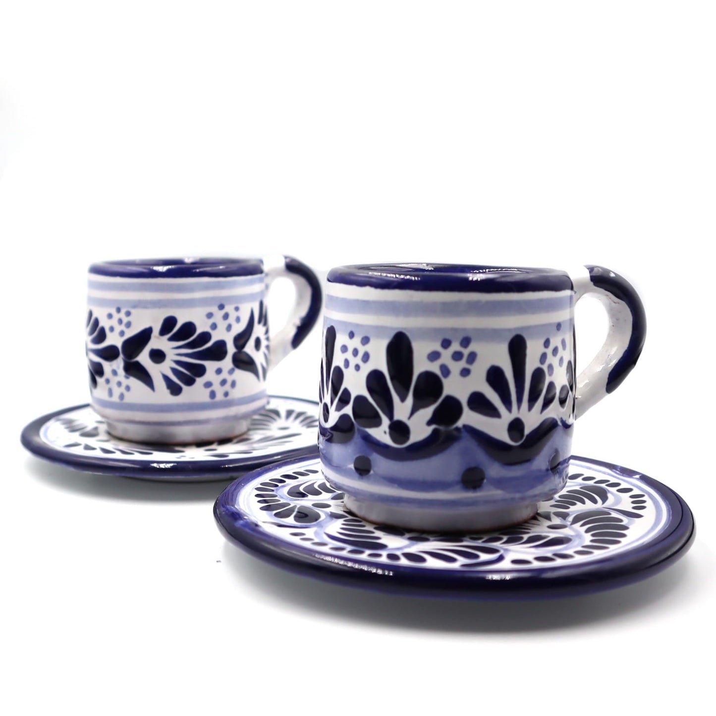 Juego de Tazas de Café Expresso Nubexpo Talavera Poblana Artesanía Mexicana 2 Piezas