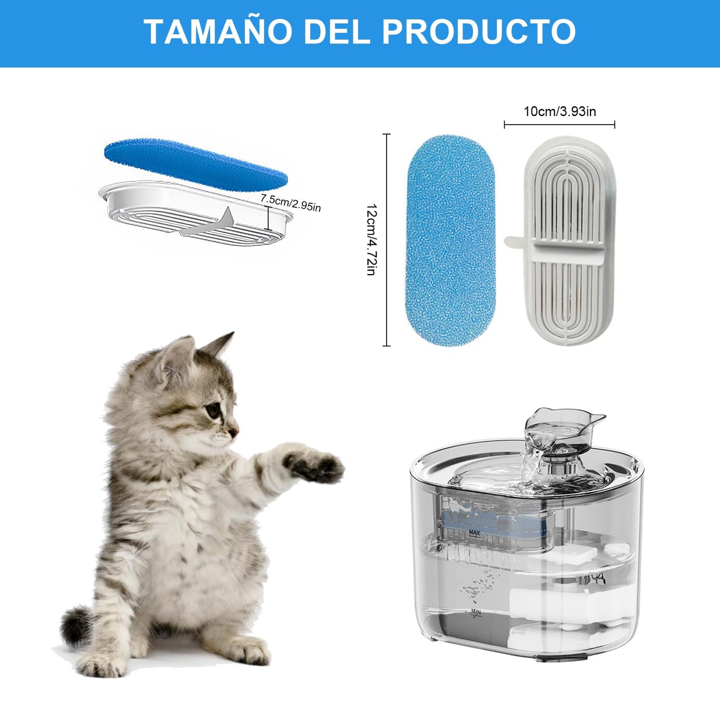 Filtros Tethram Blanco Resina y Carbón Activo para Fuente de Gatos y Mascotas 8 Piezas