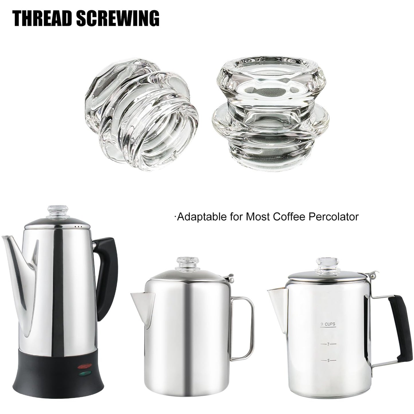 Percolador de Café APOXCON de Vidrio de Borosilicato Resistente al Calor 2 Unidades para Camping y Percolador Eléctrico