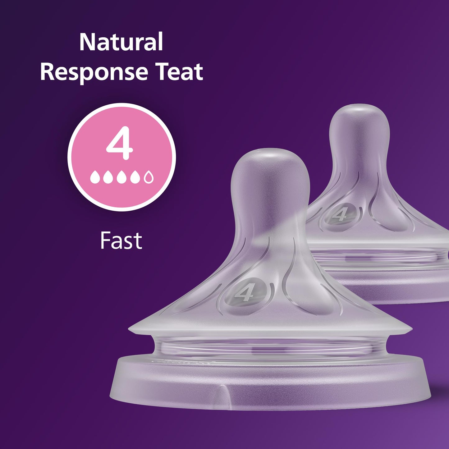 Philips Avent SCY964/02 - Caudal de pezón de respuesta natural 4, 3M+, paquete de 2 unidades