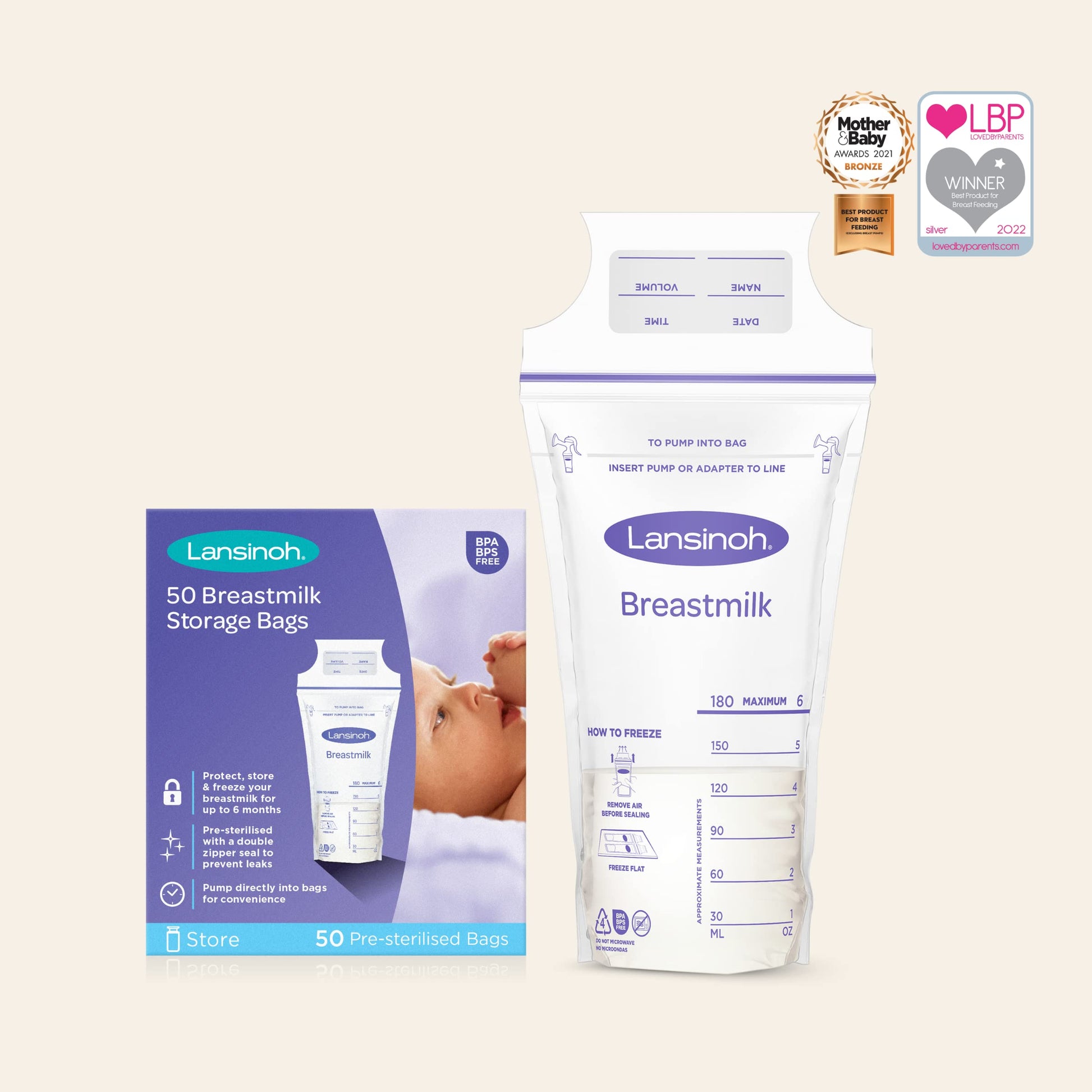 Lansinoh Bolsas para Leche Materna 50 Elementos