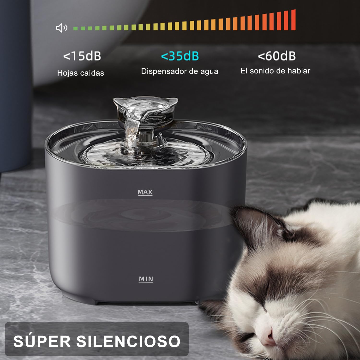 Bebedero MXCOCO LED Azul con Bomba Silenciosa para Mascotas