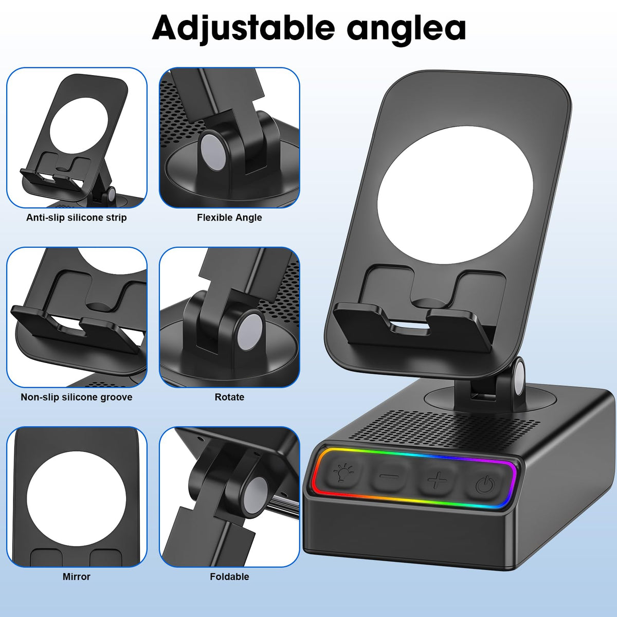 Altavoz Bluetooth Enfriliv Colorido con Luz Ambiental 300° Plegable para iPhone Android para Hombre
