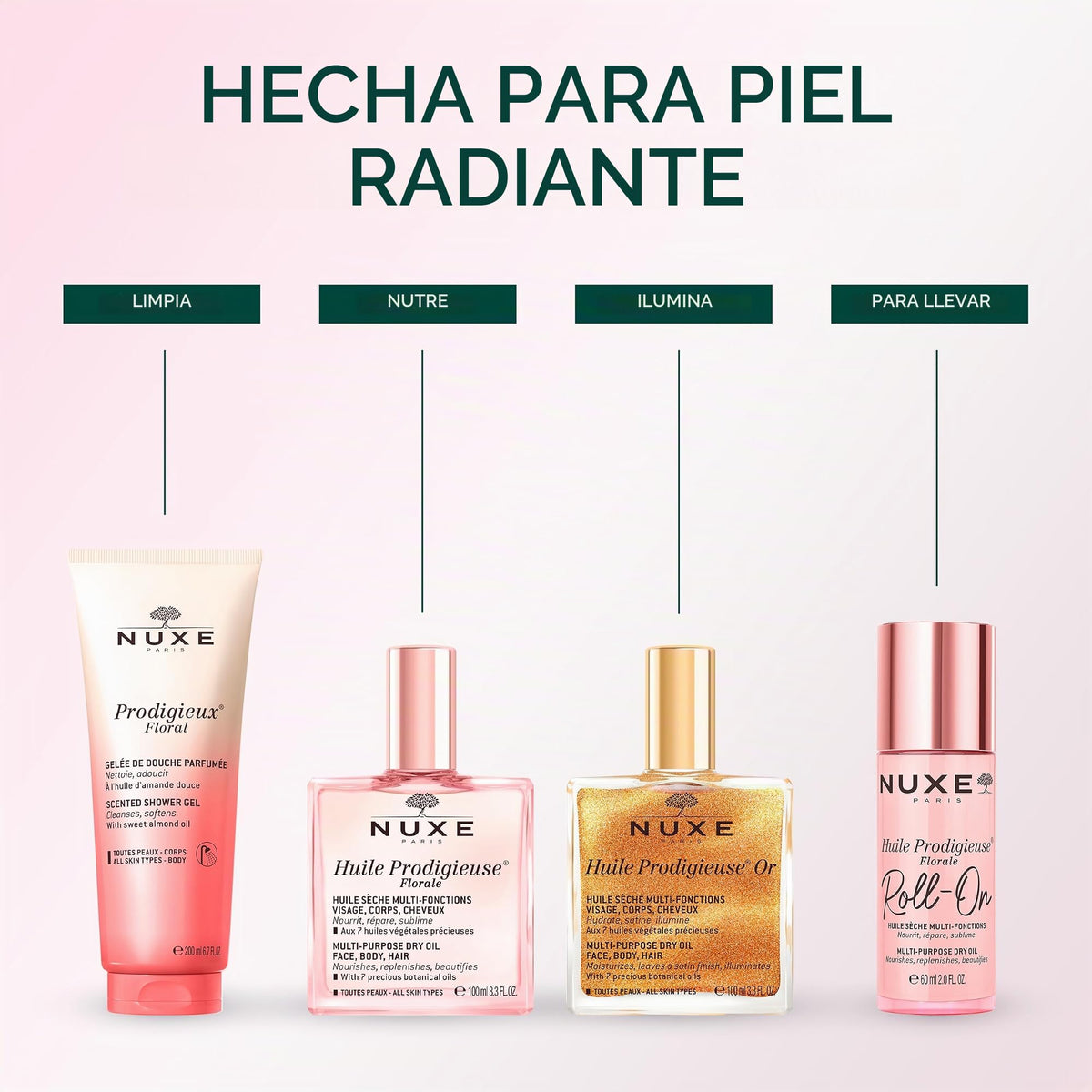 HUILE PRODIGIEUSE FLORALE - Misma fórmula, nueva fragancia con notas florales frescas. Aceite seco multi-usos que nutre, hidrata, y repara. 100ml