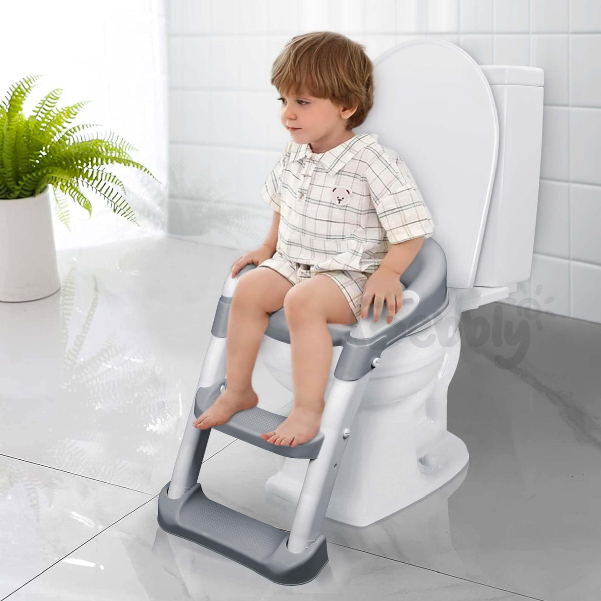 MAGMALIFE Baño Entrenador para Bebé, Asiento Entrenador para Baño con Escalera Antideslizante, Taburete Plegable Infantil para Taza de Baño, Fácil de Guardar, Asiento Ergonómico, Edad de 2 a 5 Años