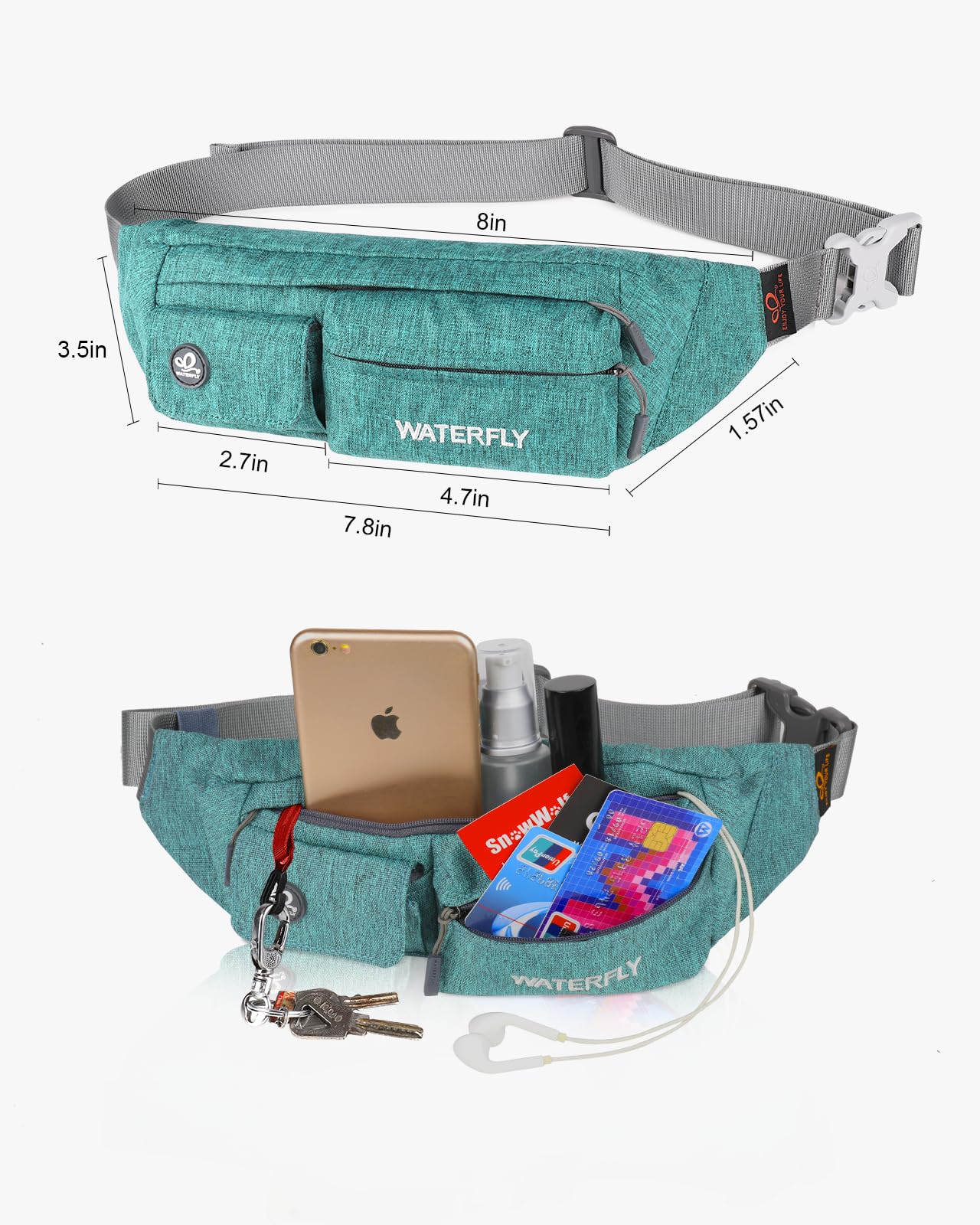 Riñonera WATERFLY delgada Resistente al Agua Deportiva para Hombre y Mujer