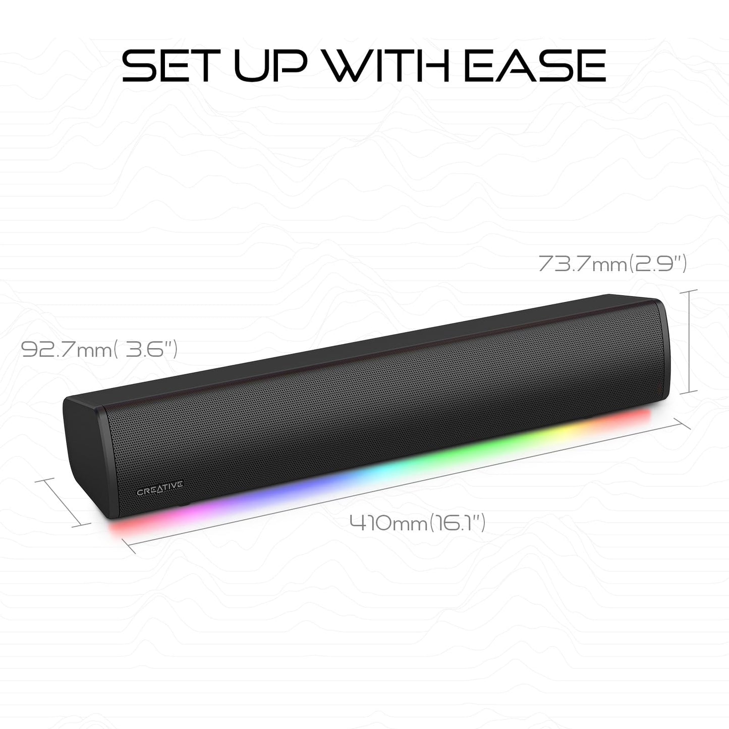 Sound Blaster GS3 (blanco) Barra de sonido compacta para juegos RGB con tecnología SuperWide y alimentada a través de USB, Bluetooth 5.4, puerto de salida para auriculares, para PC y Mac