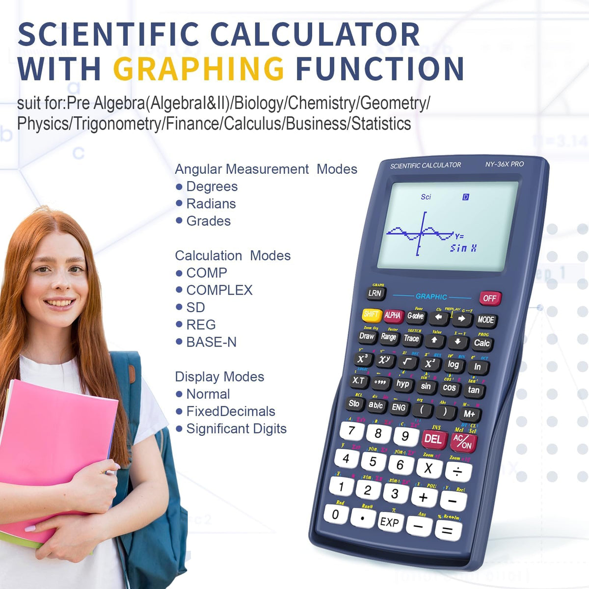 Calculadora Científica NEWYES Gráfica 360 Funciones para Secundaria y Bachillerato