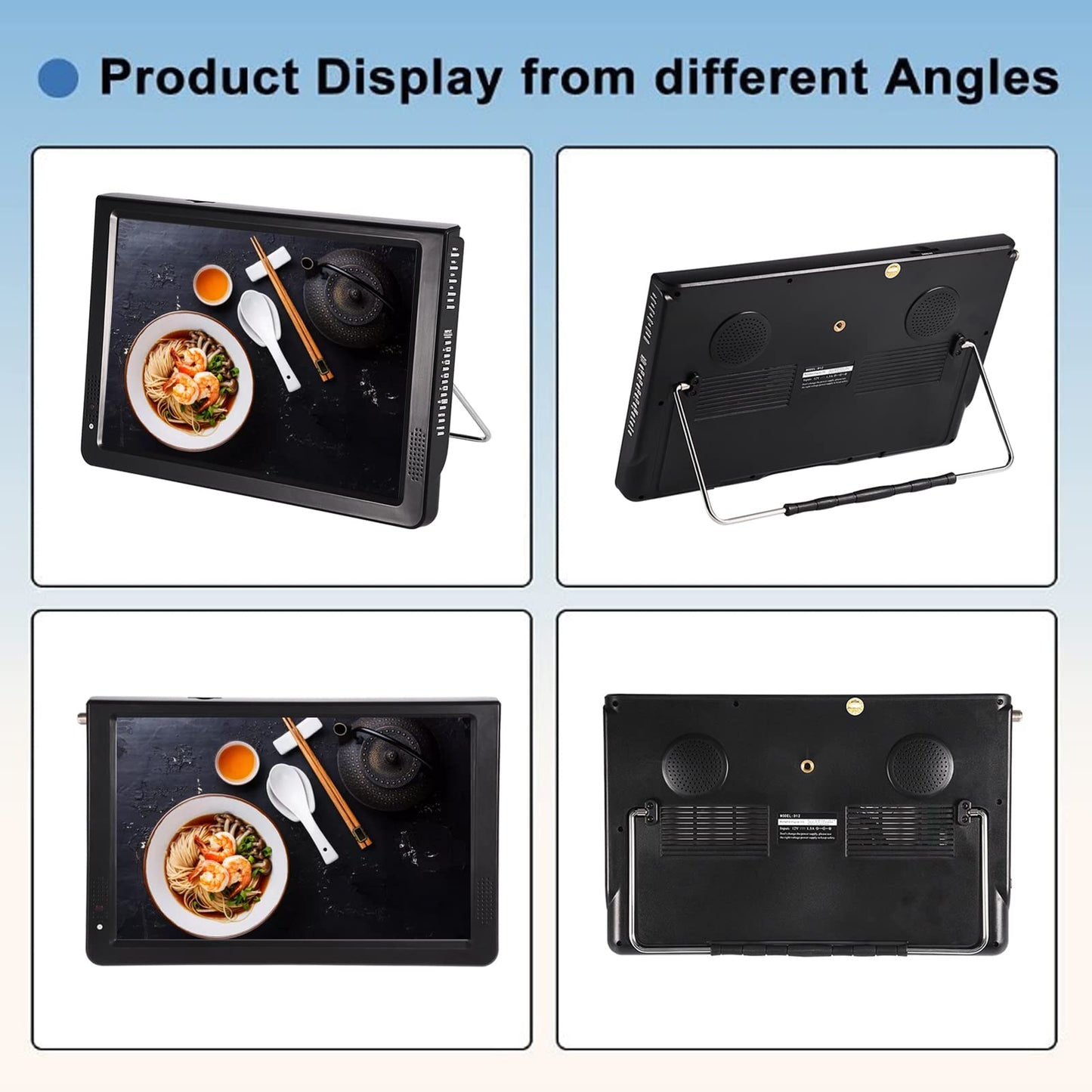 Televisor Portátil Digital ATSC LED 1080P Alta Definición Compatible u Disco Tarjeta Memoria Ideal para Viajes al Aire Libre en Vehículos Domésticos