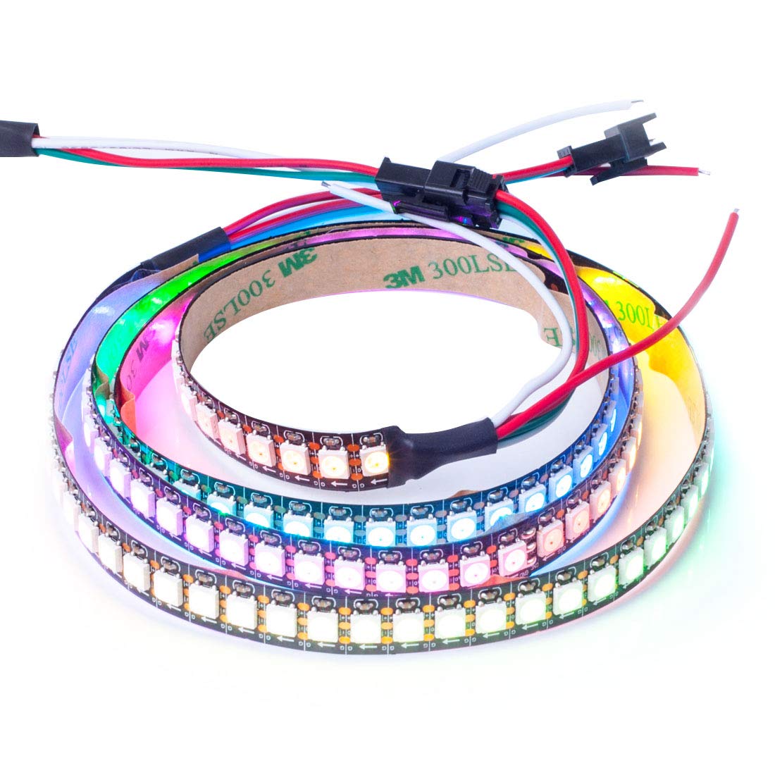 BTF-LIGHTING WS2812B - Tira LED RGB ECO, efectos de persecución 5050SMD direccionable individualmente 3.3 pies, 144 (2 x 72) píxeles/m, color de sueño flexible IP30 para proyectos de bricolaje de
