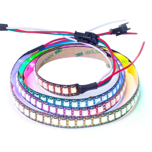 BTF-LIGHTING WS2812B - Tira LED RGB ECO, efectos de persecución 5050SMD direccionable individualmente 3.3 pies, 144 (2 x 72) píxeles/m, color de sueño flexible IP30 para proyectos de bricolaje de