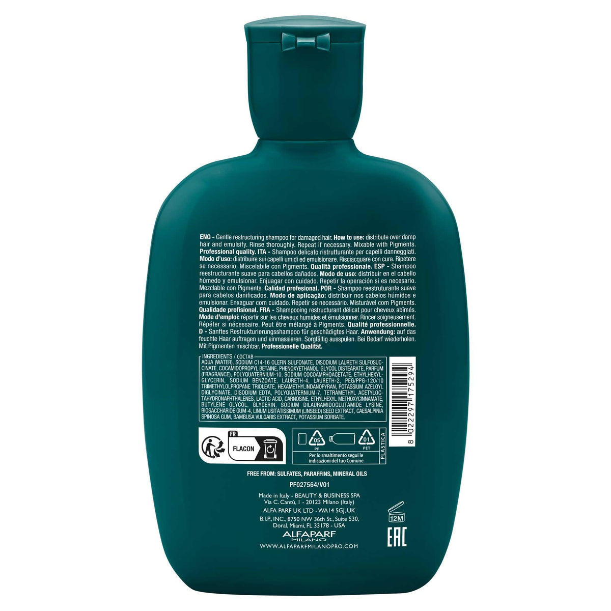 Semi di Lino Reconstruction Reparative Low Shampoo 250 ml Alfaparf Milano - Shampoo delicado reestructurante* para cabellos dañados (Nuevo Modelo)
