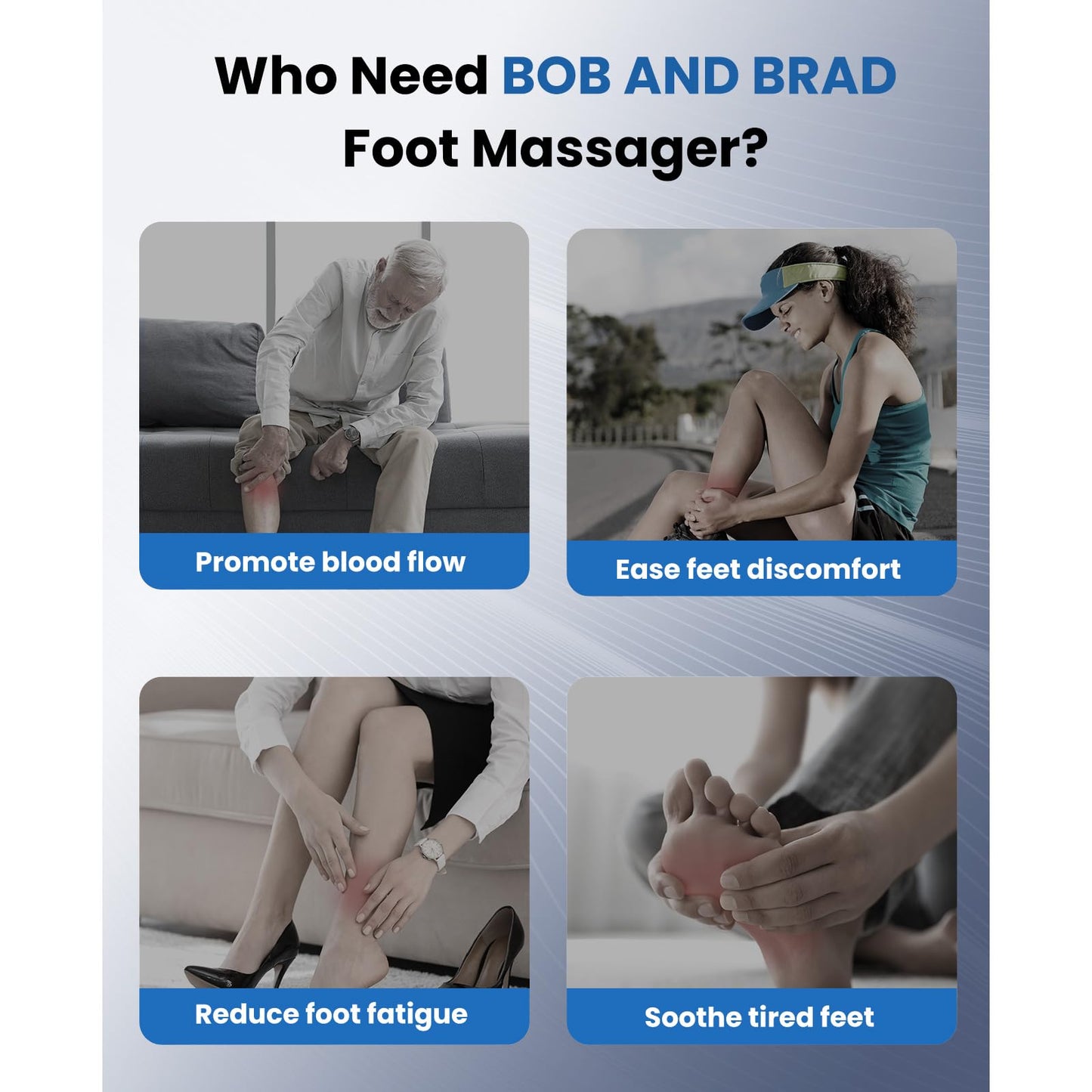 BOB AND BRAD Máquina masajeadora de pies con calor y control remoto, masajeador eléctrico de pies Shiatsu con 4 niveles, alivia la fascitis plantar y el dolor de neuropatía, se adapta a pies hasta hombres, talla 12