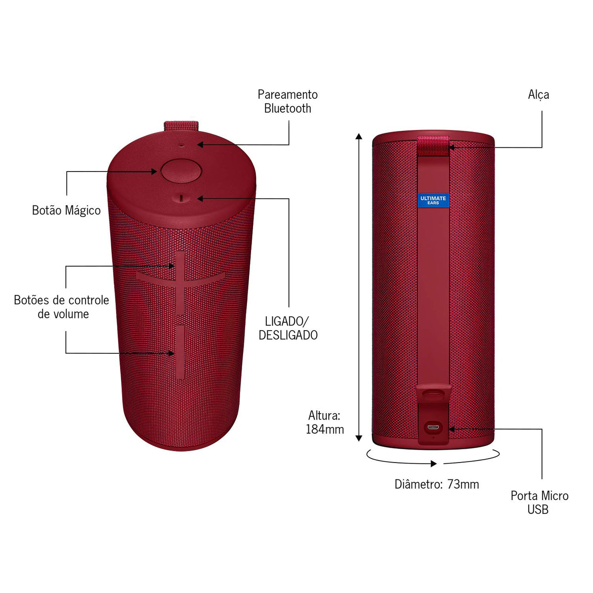 Bocina Portátil Bluetooth Ultimate Ears Boom 3 Roja Impermeable y Flotante con Graves Profundos