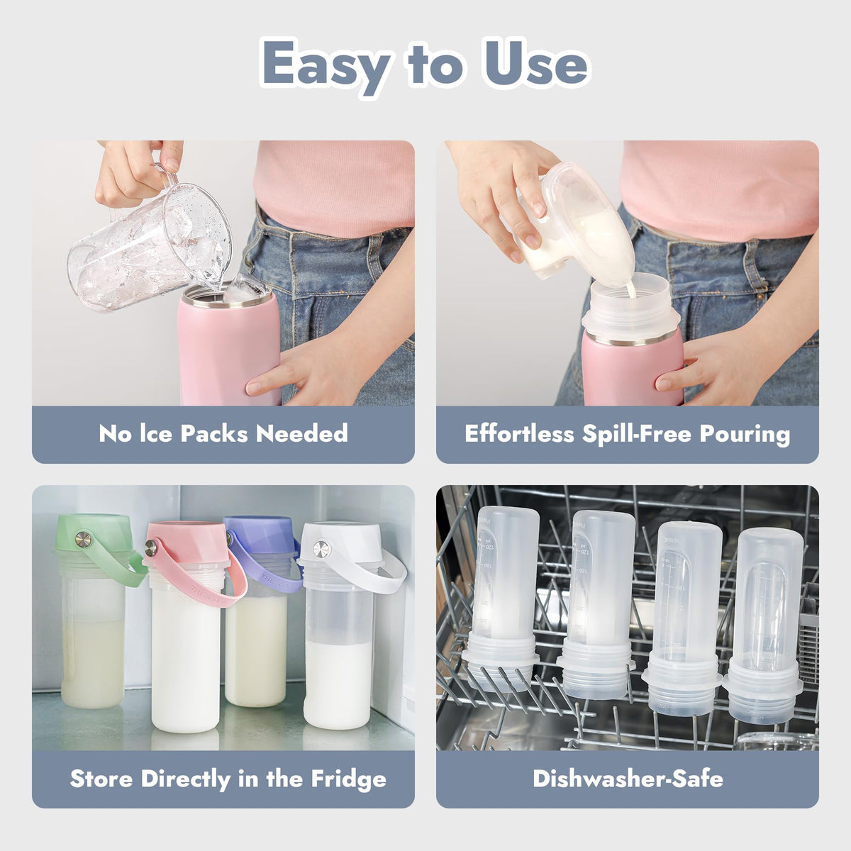 HEYTRIP Botella enfriadora de leche materna aislada al aspiradora, enfriador portátil de acero inoxidable de 20 onzas, recipiente de almacenamiento reutilizable que mantiene la leche fresca durante