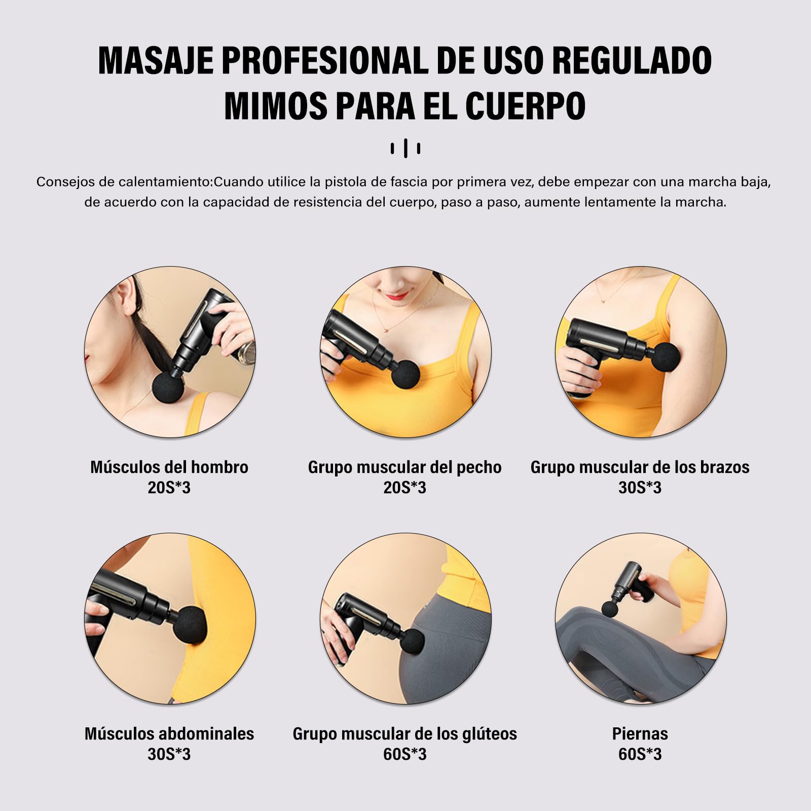 YOYOBBE Pistola de Masaje Muscular con 4 Cabezas, Masajeador Portátil Muscular, Mini Masajeador de Tejido Profundo, Carga USB, para Hombros, Cuello, Espalda