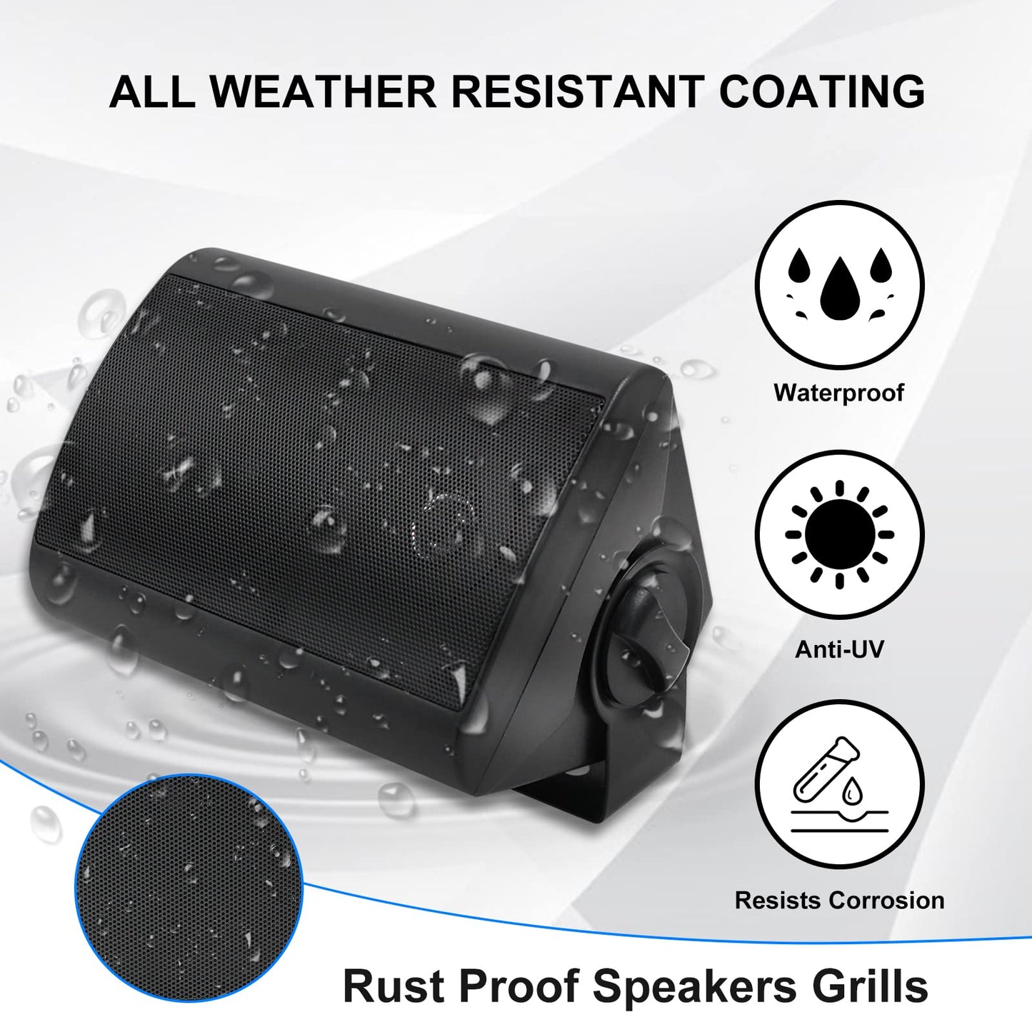 Herdio - Altavoces pasivos para exteriores con cable, impermeables, 4 pulgadas, 2 vías, 400 W, montados en la pared con altavoz de agudos de cúpula, durabilidad para todo tipo de clima, para patio,