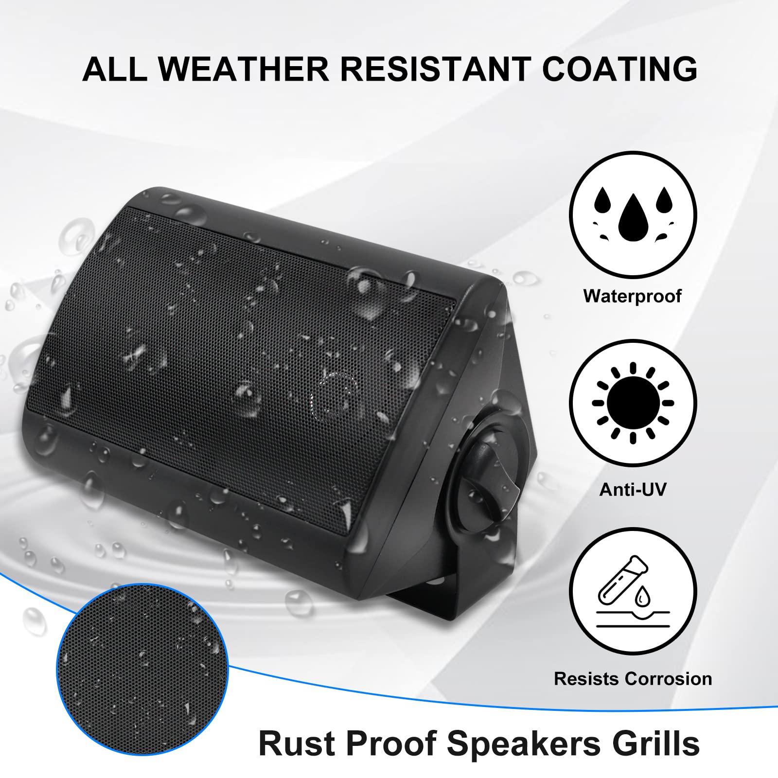 Herdio - Altavoces pasivos para exteriores con cable, impermeables, 4 pulgadas, 2 vías, 400 W, montados en la pared con altavoz de agudos de cúpula, durabilidad para todo tipo de clima, para patio,