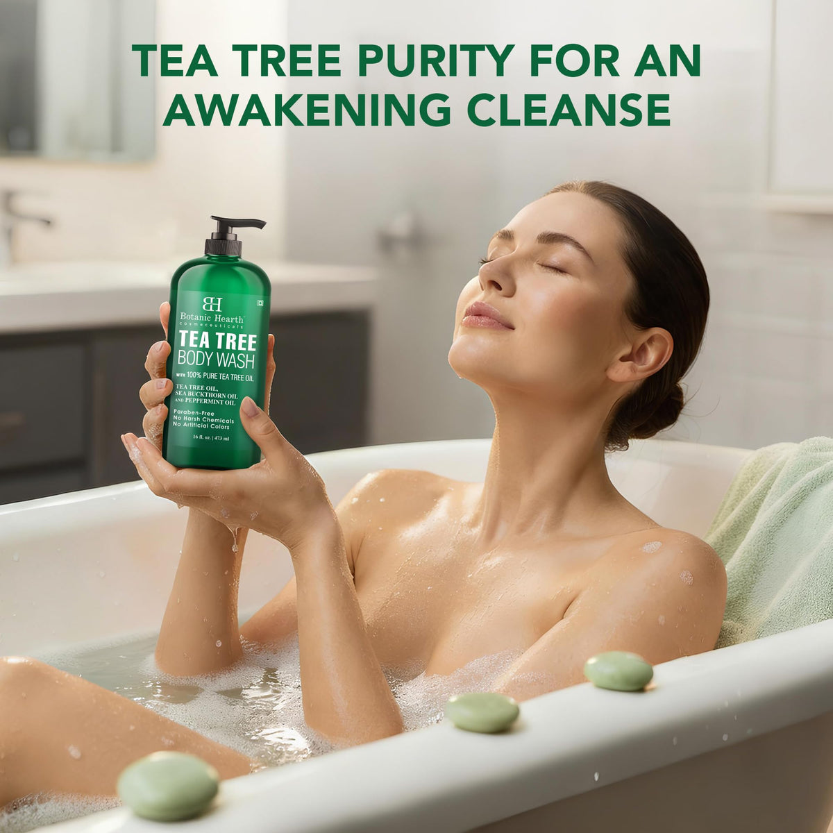 BOTANIC HEARTH Tea Tree Body Wash, ayuda a los hongos de las unas, los atletas de los pies, los gusanos de anillo, el picor del caldo, el acne, el eczema y el olor corporal, alivia el picor y promueve la piel y los pies saludables, naturalmente perfumados