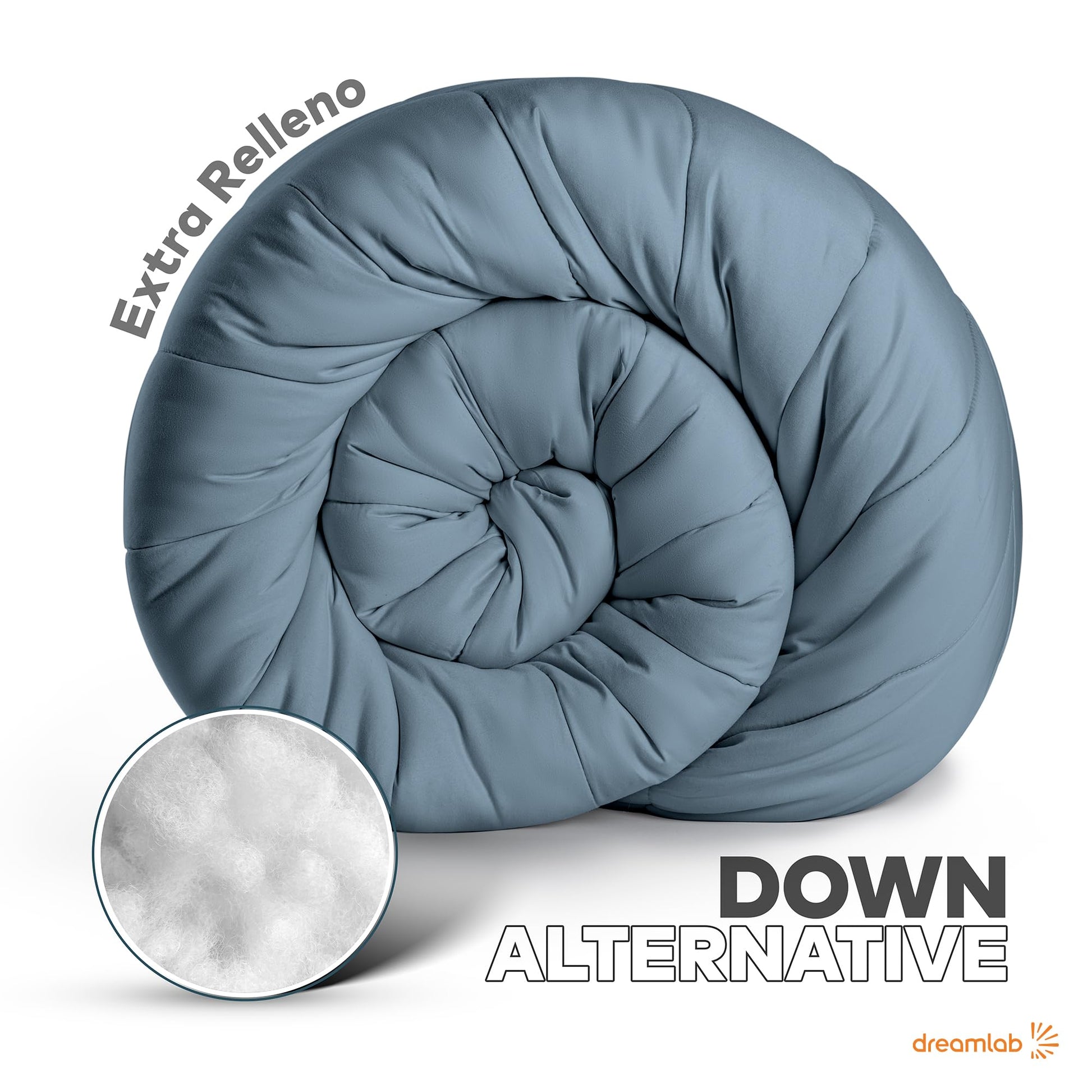 Dreamlab Edredón Acolchado para Toda Estación. Relleno de Microfibras Recubiertas con Gel. Lavado a Máquina.Usar como Edredón o con Funda Duvet.Hipoalergénico. (Azul Mezclilla, Individual 162 x 223cm)