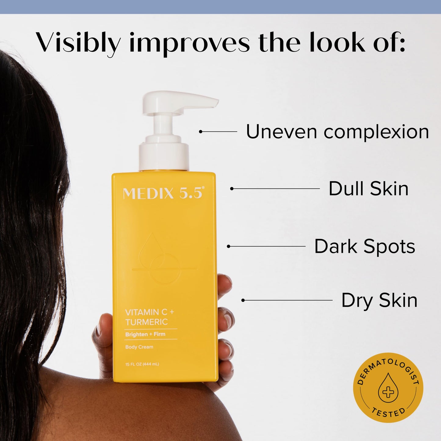 Medix 5.5 Crema de vitamina C con cúrcuma para cara y cuerpo. Crema reafirmante e iluminadora para manchas de edad, manchas oscuras y piel dañada por el sol. Crema antienvejecimiento con vitamina E, jengibre, ginseng. (Dos – 15 oz)