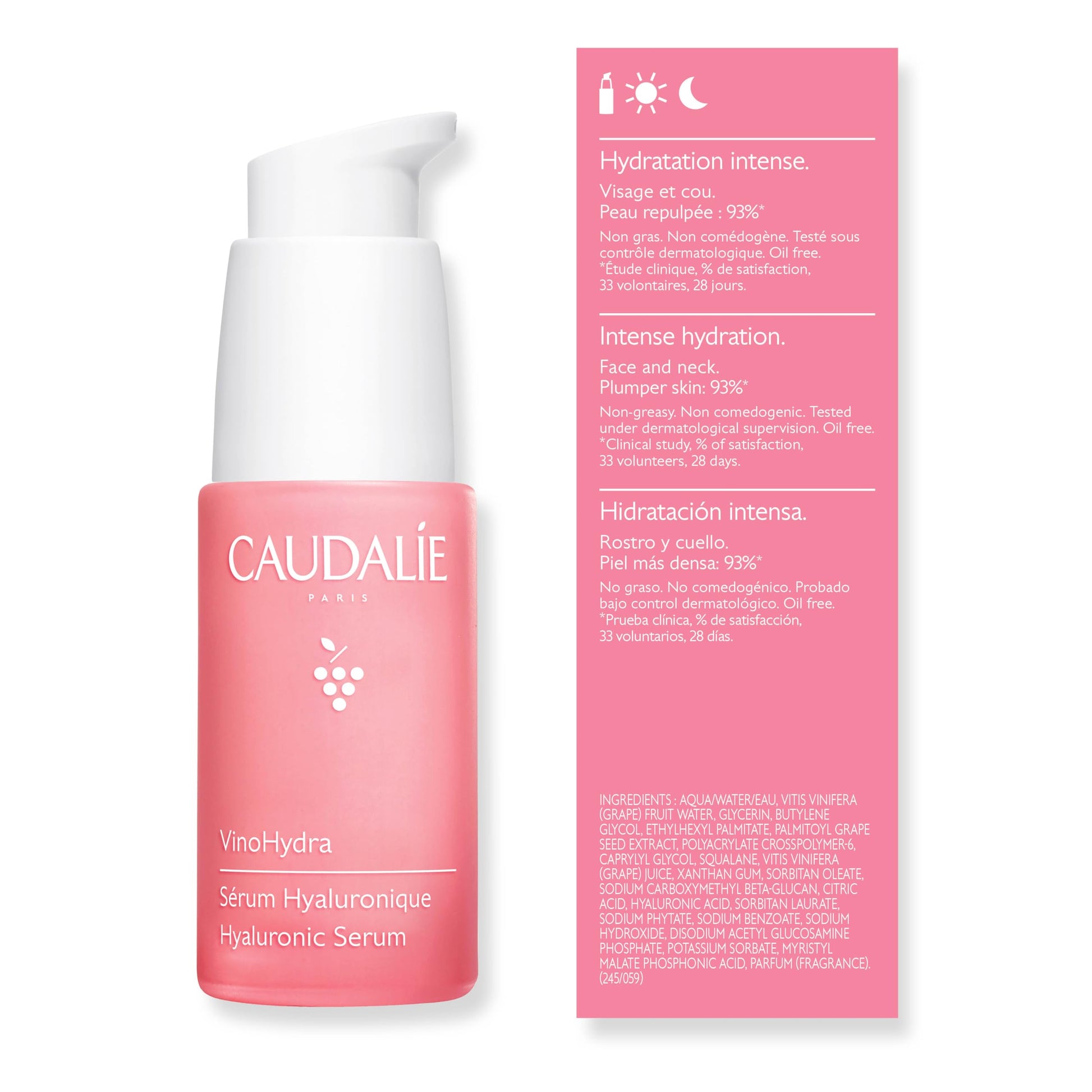 Caudalie VinoHydra Suero de Ácido Hialurónico para el Rostro, Suero Hidratante Restaura la Barrera Hidratante y Calma la Piel, Dermatológicamente Testado y Vegano, 30 mL.