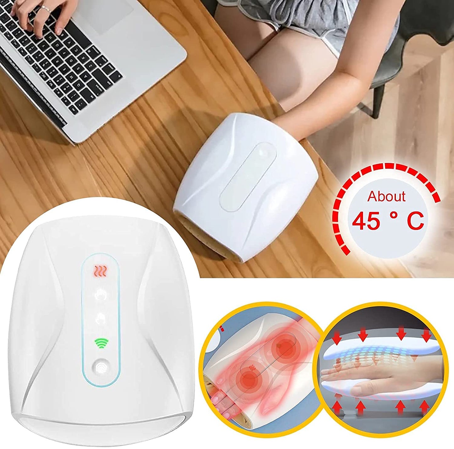 Masajeador De Mano Eléctrico Masajeador De Manos Artritis Hand Massager con Calor Compresión para El Masaje De Puntos De Acupuntura, El Alivio del Dolor, Adormecimiento del Túnel Carpiano y de Los Dedos