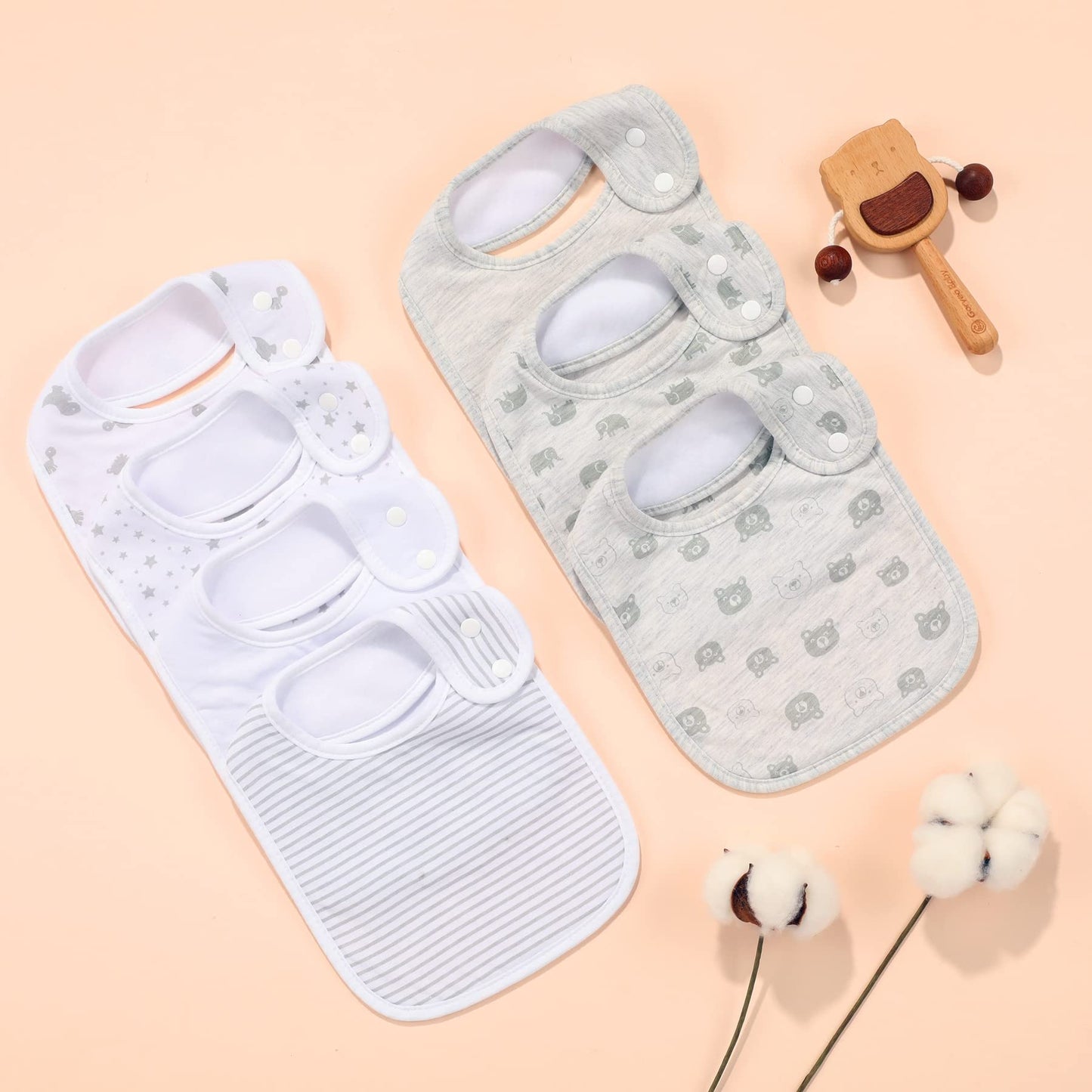 Gelisite - Paquete de 7 baberos absorbentes de algodón para bebé para la dentición