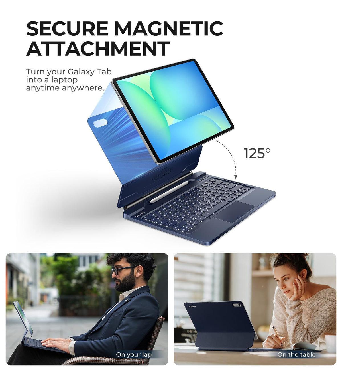 Funda con Teclado para Samsung Galaxy Tab S10 FE+ Dexnor Negra con Soporte Magnético Flotante y Conexión Bluetooth Dual