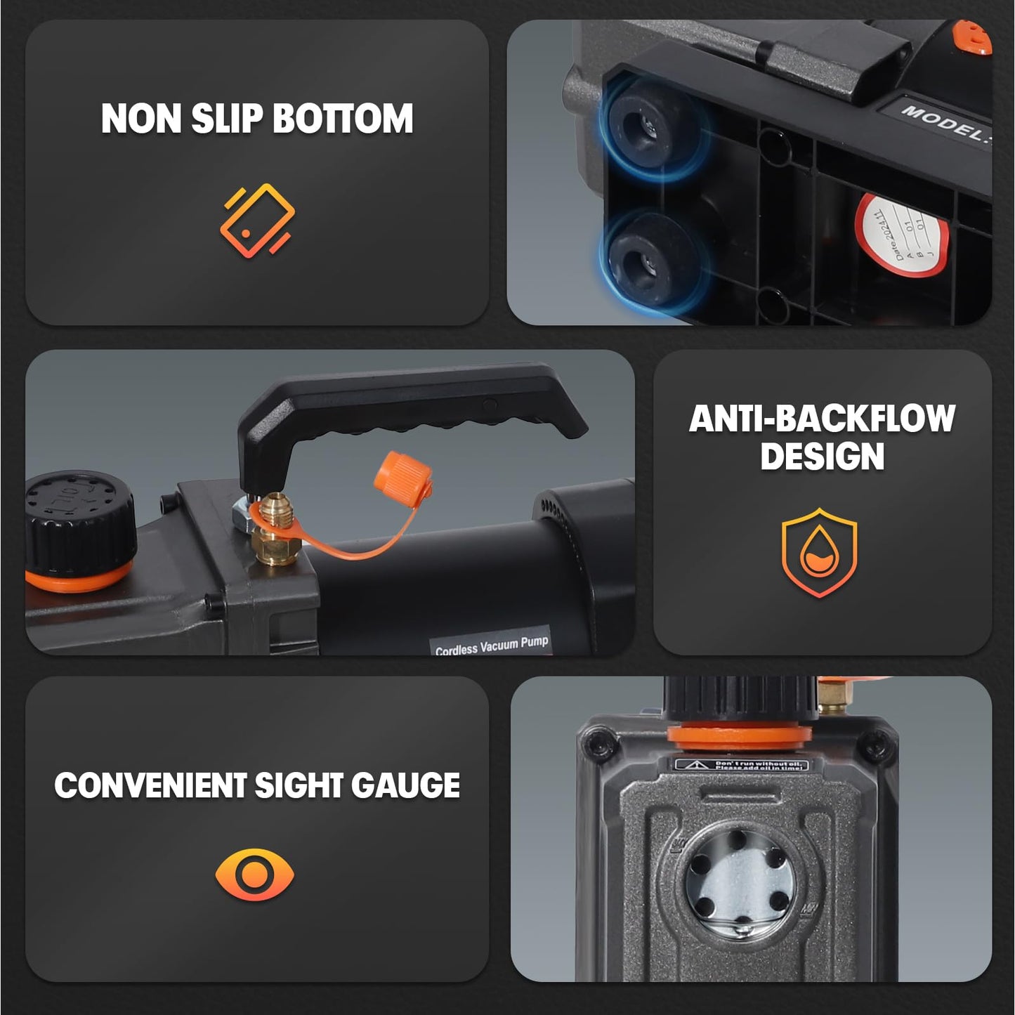 Kit de bomba de aspiradora inalámbrica de 2.5 CFM compatible con batería Dewalt de 20 V máximo, 80 W de una sola etapa, alimentado por batería, con batería de 4.0 Ah, botella de aceite de 220 ml