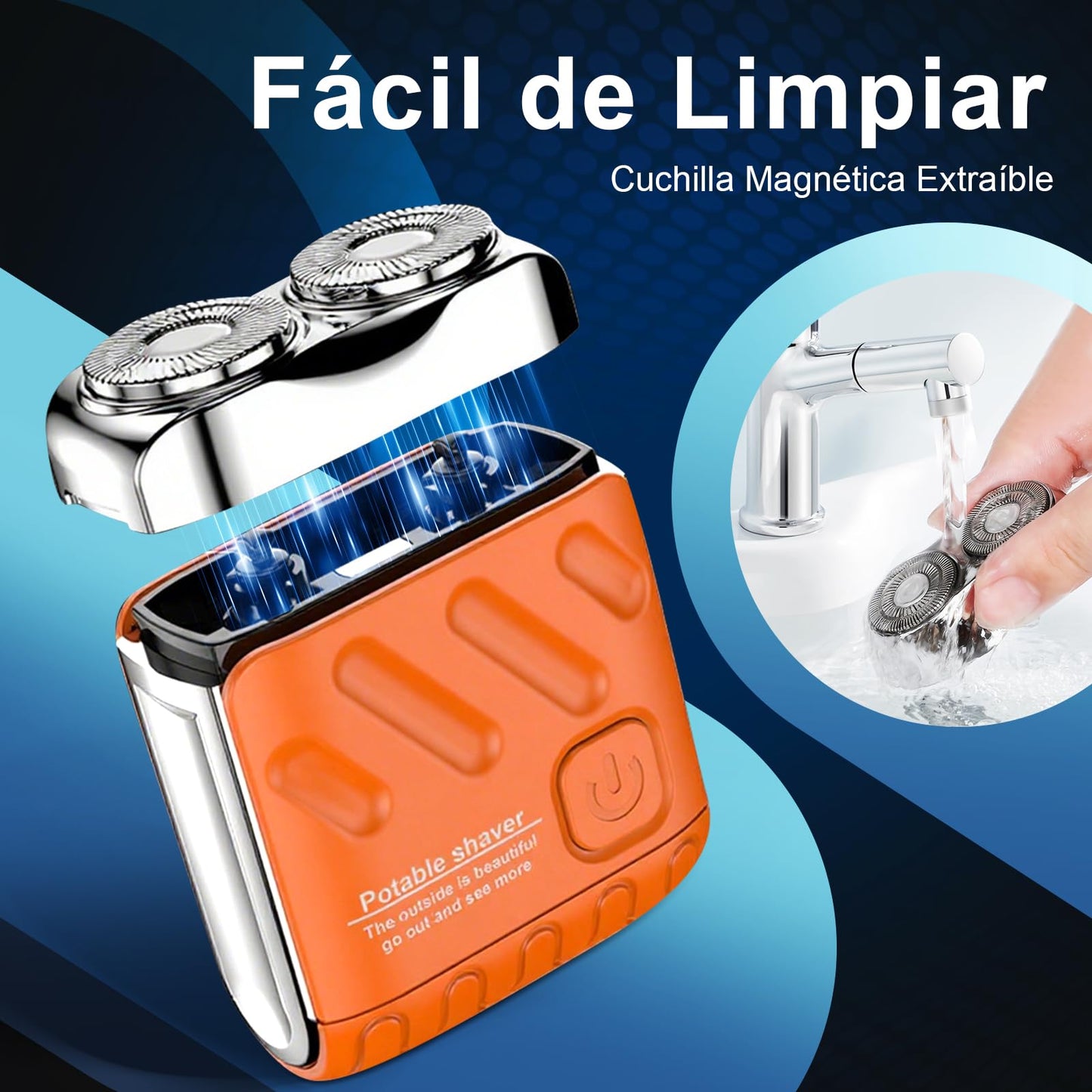 VOYANTX Mini Afeitadora Eléctrica, Diseño de Bolsillo, Portátil, Naranja