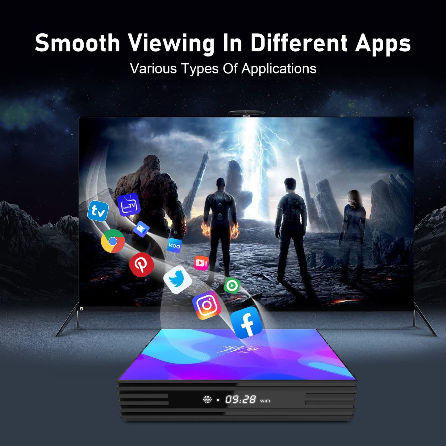 Caja de TV Android S905W2 Negro 4K UHD 4 GB RAM 64 GB ROM con Mini Teclado Retroiluminado WiFi Doble Banda