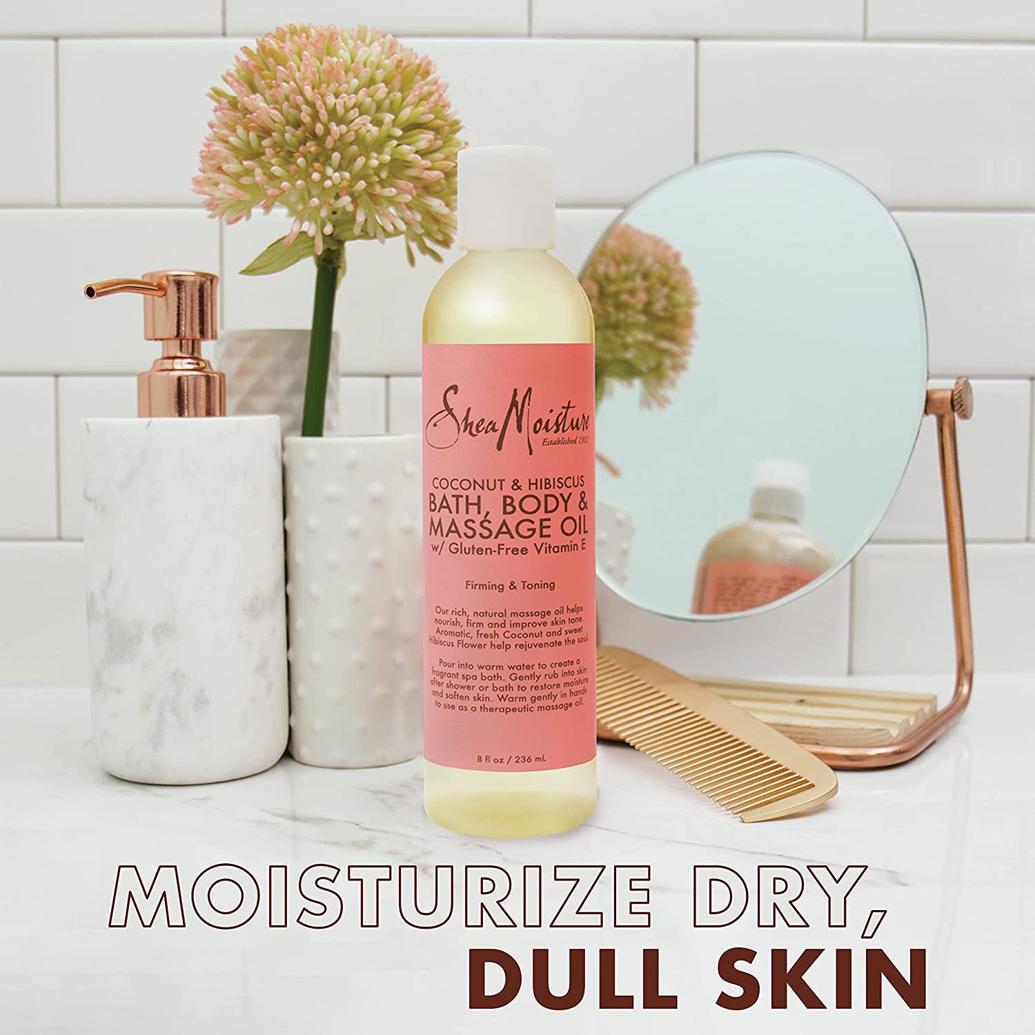 Shea Moisture Coconut & Hibiscus Bath Body & Massage Oil 8 fl oz