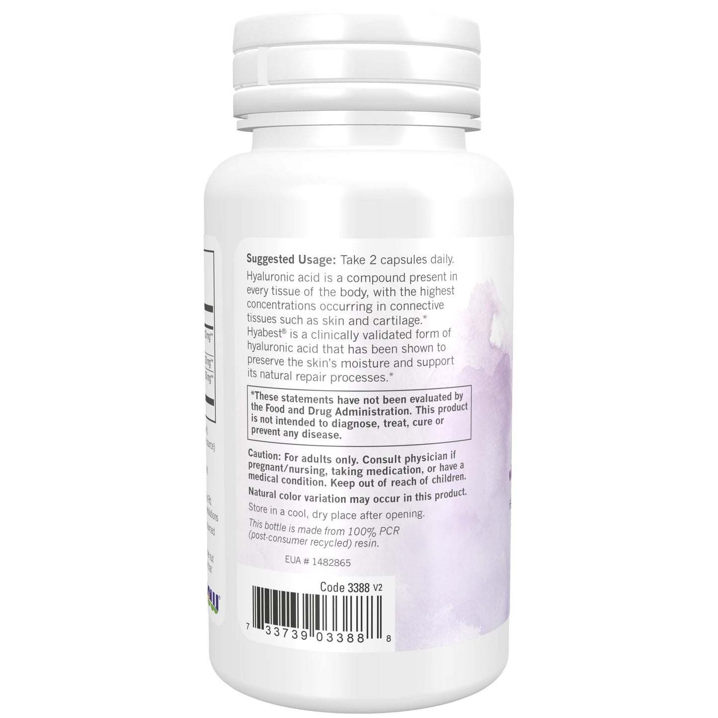 NOW Solutions, rescate de hidratación con ácido hialurónico Hyabest, ayuda a mantener la piel de aspecto juvenil*, apoya la hidratación saludable de la piel*, 60 cápsulas vegetales, marrón