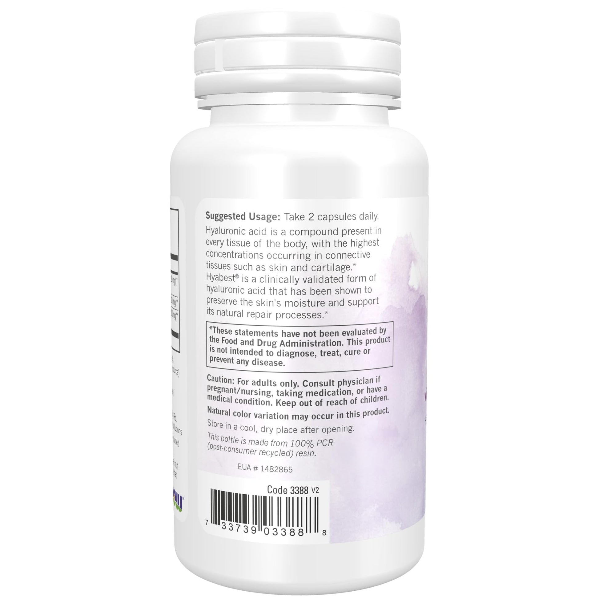NOW Solutions, rescate de hidratación con ácido hialurónico Hyabest, ayuda a mantener la piel de aspecto juvenil*, apoya la hidratación saludable de la piel*, 60 cápsulas vegetales, marrón