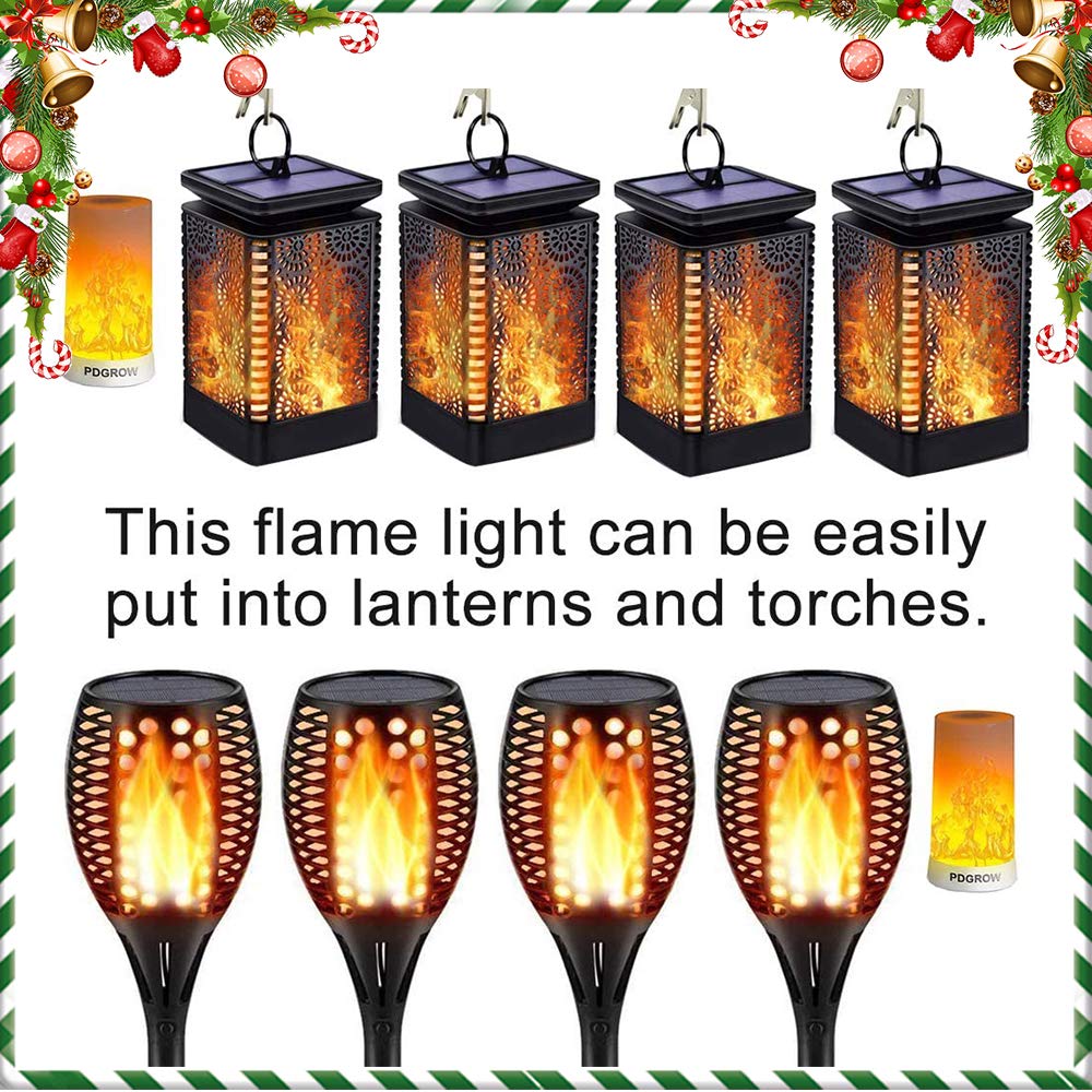 Luces LED de llama con temporizador remoto, PDGROW Lámpara de llama 4 modos USB recargable luces de fuego para interiores y exteriores, lámpara decorativa colgante para chimenea, luz romántica para