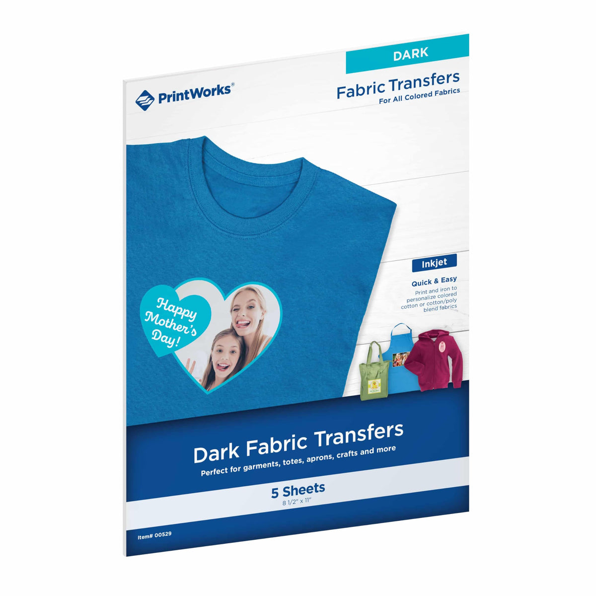 Playera Printworks para Transferencia por Impresoras de Inyección de Tinta Oscuro 5 Sheets