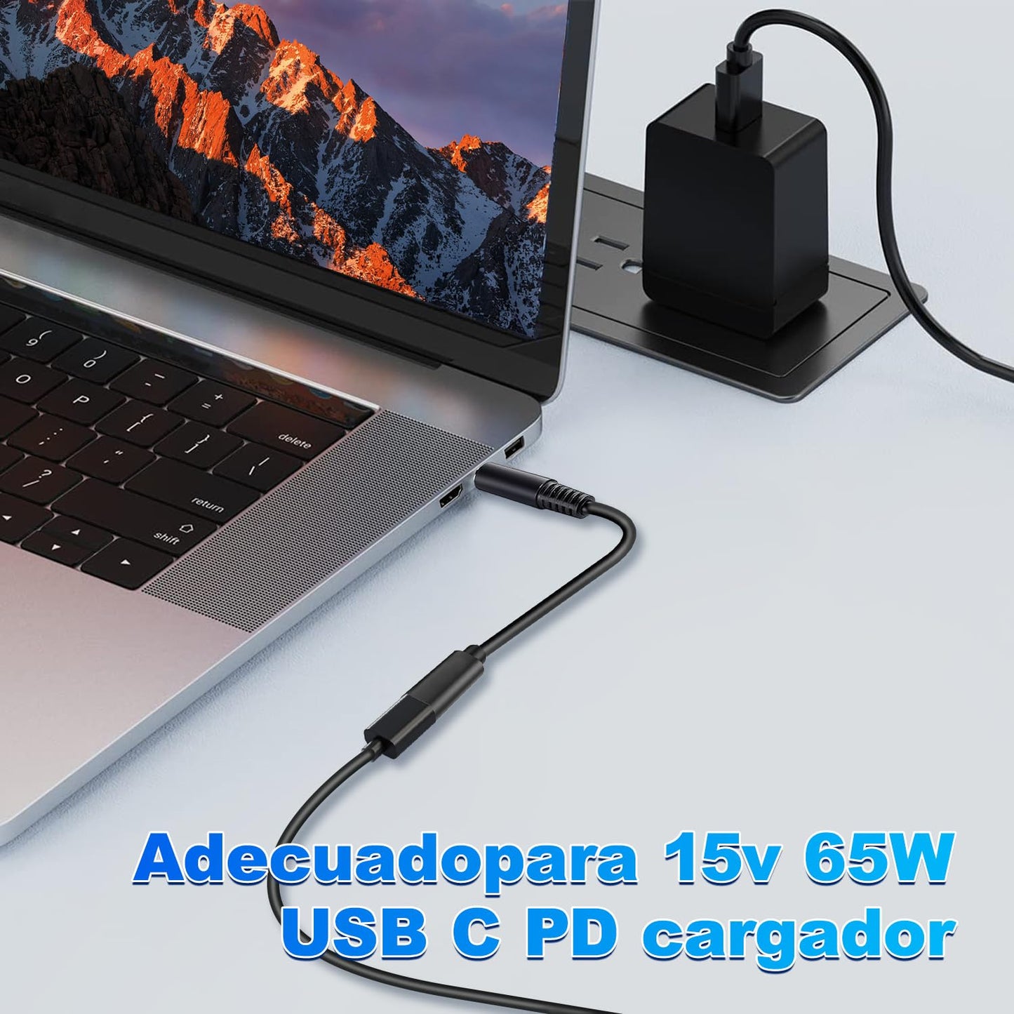 Cable Tipo C Hembra de Smart Tip (2 Piezas), Carga Rápida para portátil Dell, PD 65W 15V/3A, Punta de 4.5 mm, Compatible con Dell Inspiron 15 17 13 11 14-5000 5570 5559 7359 3452 serie XPS 13