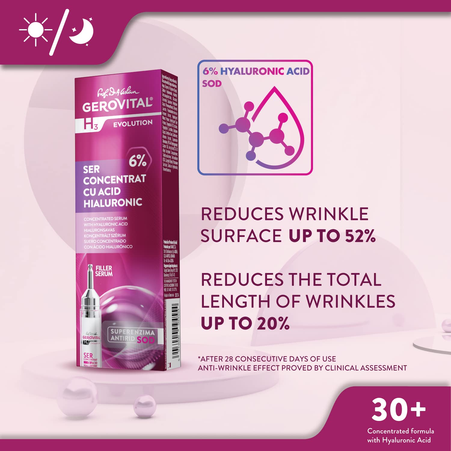 GEROVITAL H3 EVOLUTION Concentrated Serum with Hyaluronic Acid (6%) 10 ml / 0.34 fl.oz.